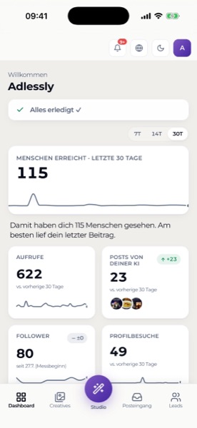 adlessly App: Dashboard